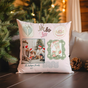 Retro Pink Green Christmas Cushion