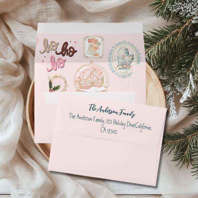 Retro Pink Green Christmas Envelope (Creator Uploaded)