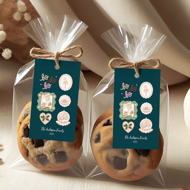 Retro Pink Green Christmas Gift Tags (Creator Uploaded)