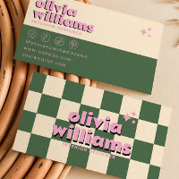 Retro Pink Green Colourful Groovy Chequered Funky 