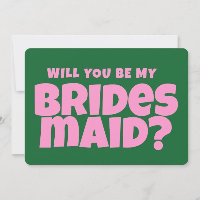 Retro Pink & Green Funny Bridesmaid Proposal  Invitation (Front)