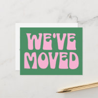 Retro Pink Green Minimalist Moved New Address