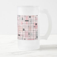 Retro Pink Grid and Starbursts Frosted Glass Mug