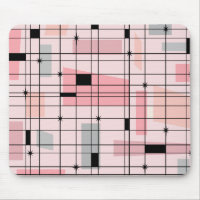 Retro Pink Grid and Starbursts Mousepad