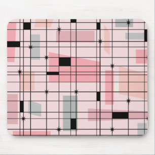 Retro Pink Grid and Starbursts Mousepad