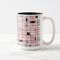 Retro Pink Grid and Starbursts Two Tone Coffee Mug
