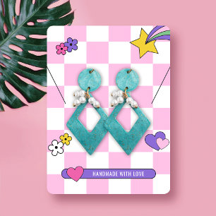 Retro Pink Groovy Earrings Jewellery Display Cards