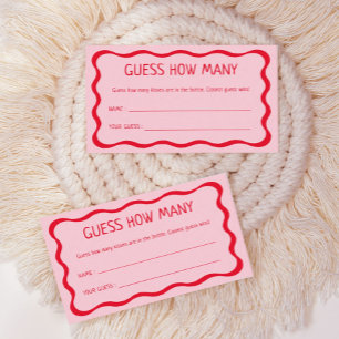 Retro Pink Guess How Many Kisses Game Enclosure Card
