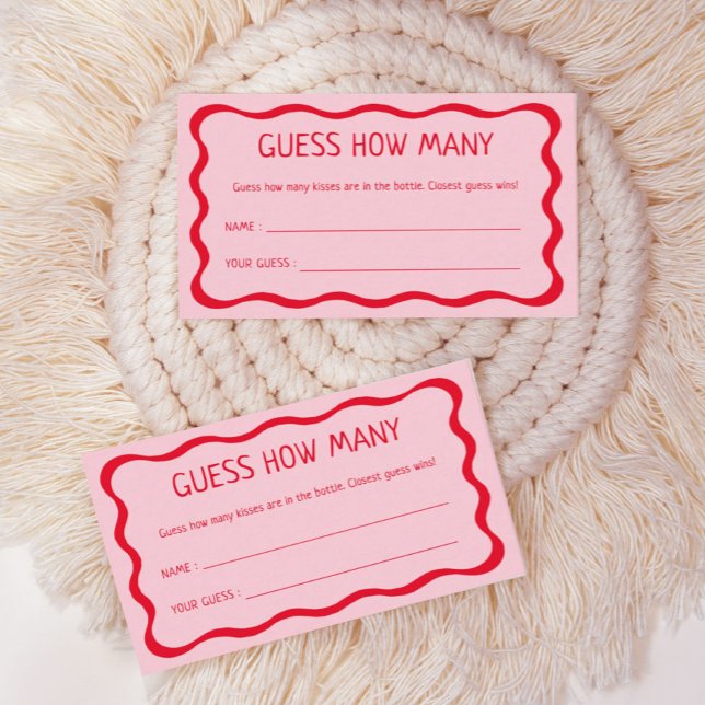 Retro Pink Guess How Many Kisses Game Enclosure Card (Creator Uploaded)