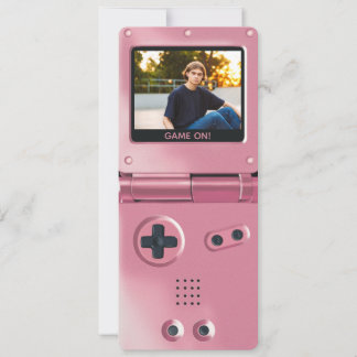 Retro Pink Handheld Gaming II Birthday Invitation