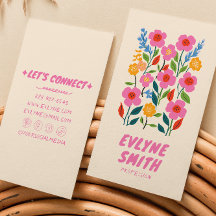 Retro Pink Handwritten Drawn Floral Girly Colourfu