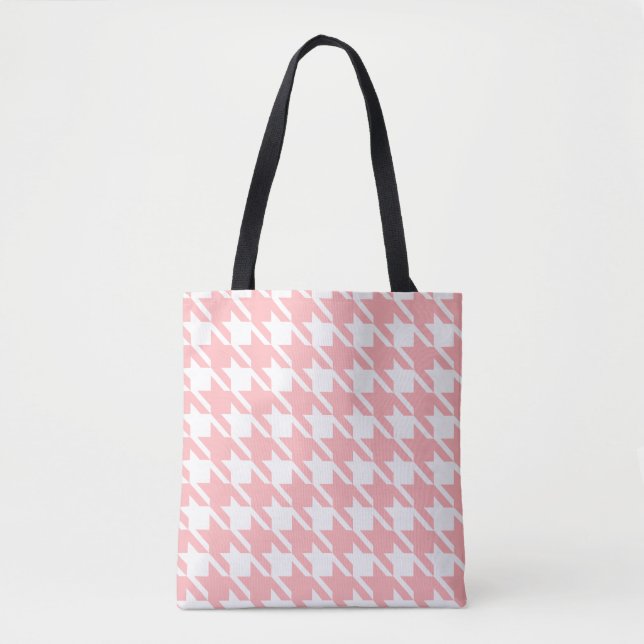 Retro Pink Houndstooth Tote (Front)