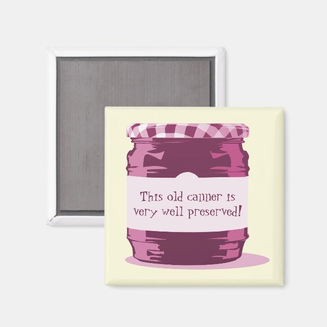 Retro Pink Jelly Jar Home Canning Humor Kitchen Magnet (Front/Back)