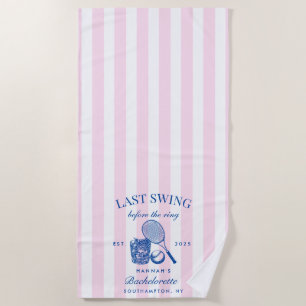 Retro Pink Last Swing Before The Ring Tennis Bach Beach Towel