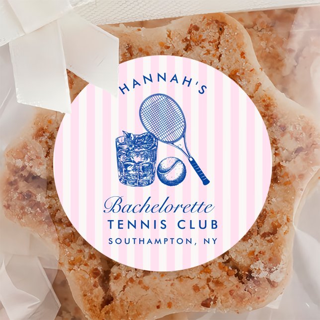 Retro Pink Last Swing Before The Ring Tennis Bach Classic Round Sticker (Creator Uploaded)