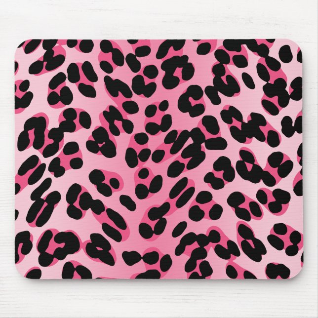 Retro Pink Leopard Print Mouse Mat (Front)