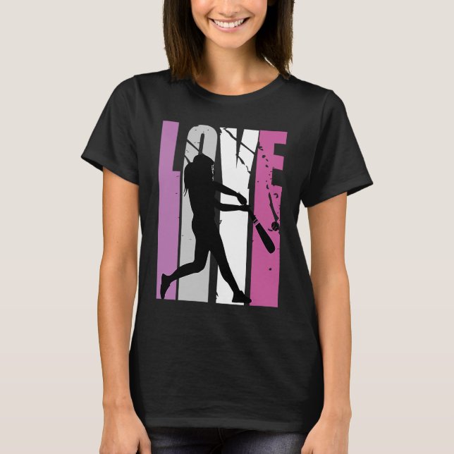 Retro Pink Live Love Baseball Coach Womens Birthda T-Shirt (Front)