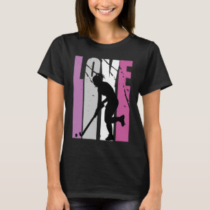 Retro Pink Live Love Hockey Coach Womens Birthday  T-Shirt