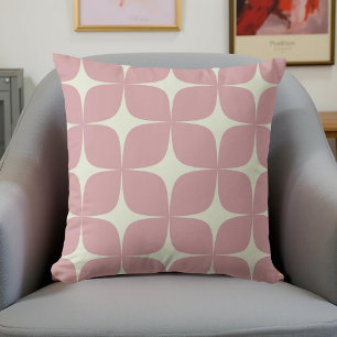 Retro Pink Mid Century Modern Boho Geometric  Cushion