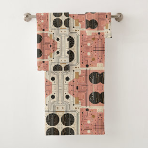 Retro Pink Mid Century Modern Towel Set