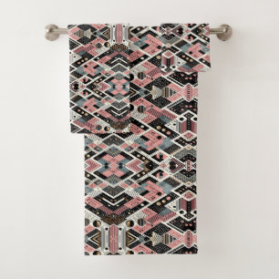 Retro Pink Mid Century Modern Towel Set