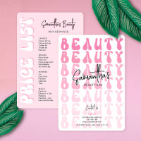 Retro Pink Modern Beauty Lash Salon Price List