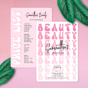 Retro Pink Modern Beauty Lash Salon Price List