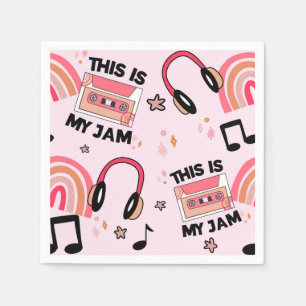 Retro Pink Music Dance Party Pattern Napkin
