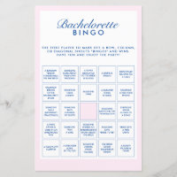 Retro Pink & Navy Blue Bachelorette Bingo Game
