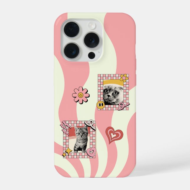 Retro Pink Nostalgic Cat iPhone Case (Back)