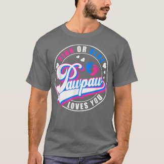 Retro Pink Or Blue Pawpaw Loves You Baby Gender Re T-Shirt