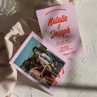 Retro Pink Orange Bright Funky Bold Unique Wedding