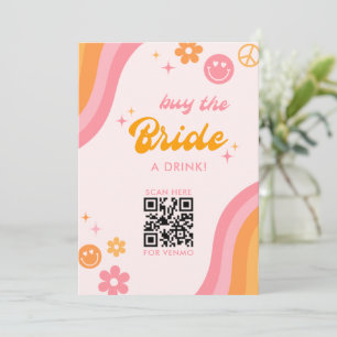 Retro Pink & Orange Buy The Bride a Drink Invitation