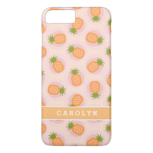 Retro pink orange pineapple patterns monogram iPhone 8 plus/7 plus case