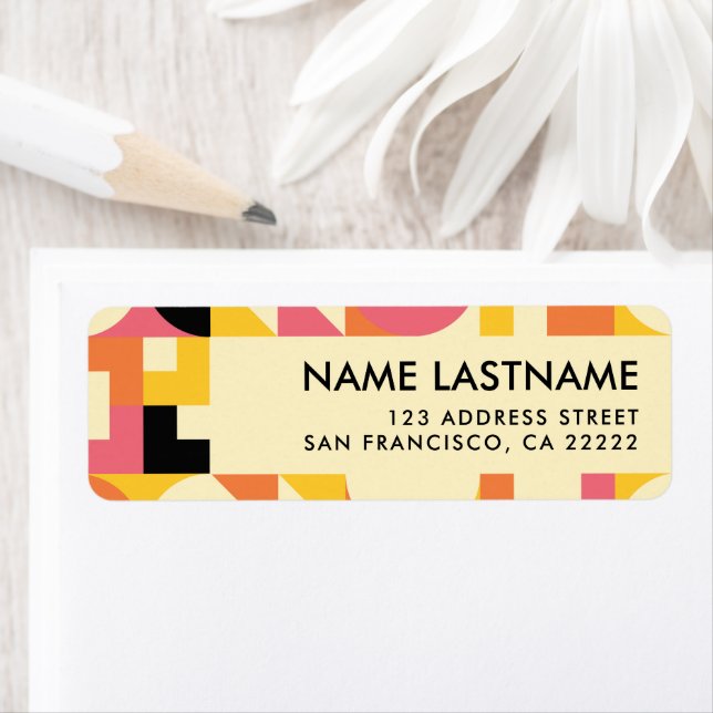 Retro Pink Orange Yellow Black Return Address (Insitu)