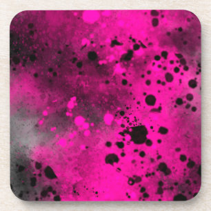 Retro Pink  Paint Splatter Plastic  Coaster