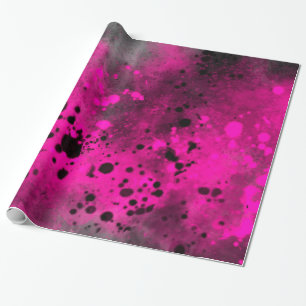 Retro Pink Paint Splatter  Wrapping Paper