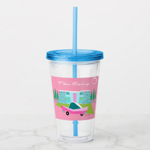 Retro Pink Palm Springs Acrylic Tumbler