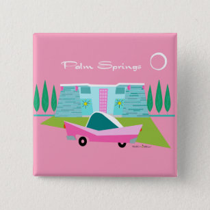 Retro Pink Palm Springs Button