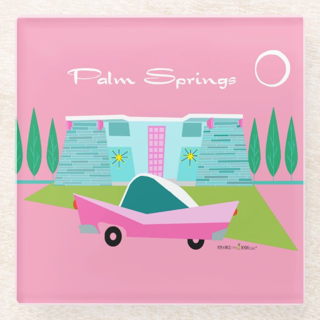 Retro Pink Palm Springs Coaster (Front)