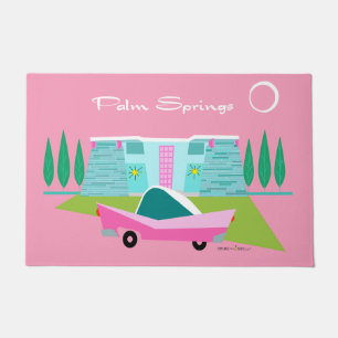 Retro Pink Palm Springs Door Mat