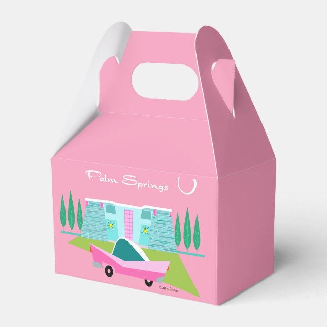 Retro Pink Palm Springs Favour Box (Front Side)