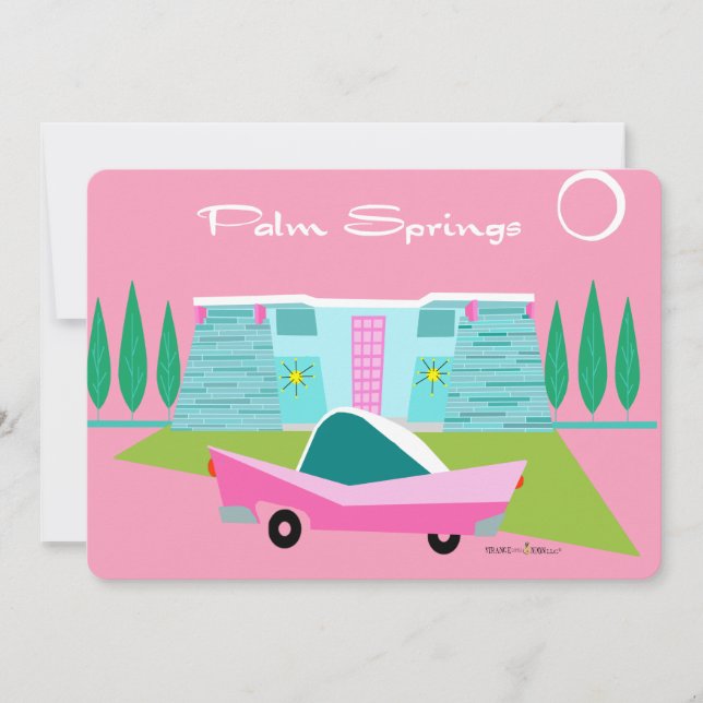 Retro Pink Palm Springs Invitation (Front)