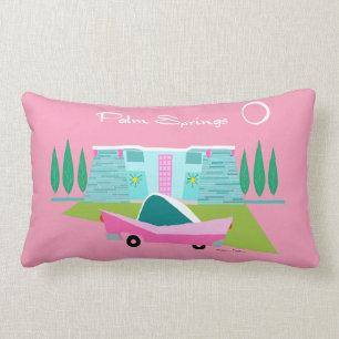 Retro Pink Palm Springs Throw Pillow