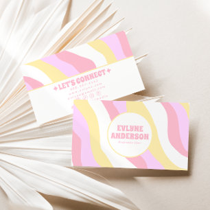 Retro Pink Pastel 70s Boho Groovy Girly Trendy  Business Card