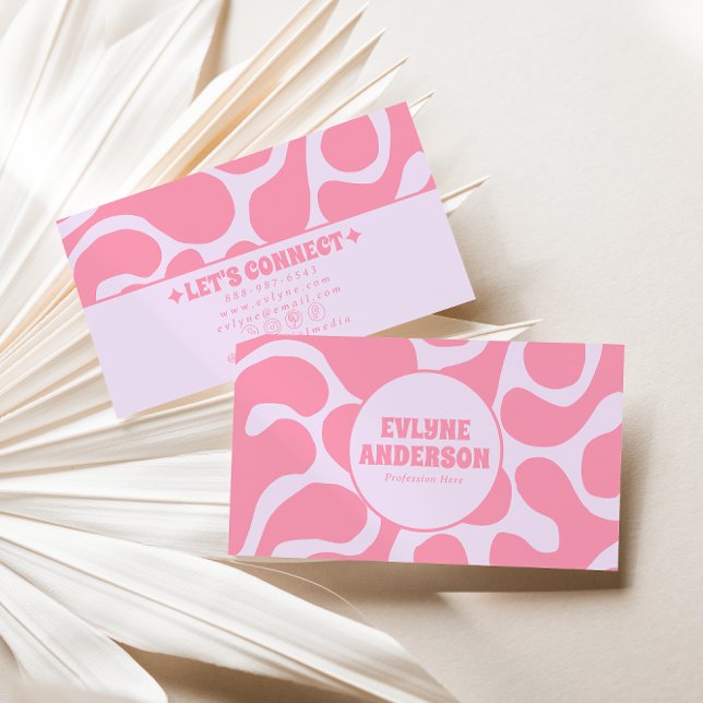 Retro Pink Pastel 70s Groovy Funky Girly Trendy Business Card (Creator Uploaded)