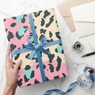 Retro Pink Pastel Leopard Spots Wrapping Paper