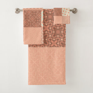 Retro Pink Patchwork Bath Towel Set
