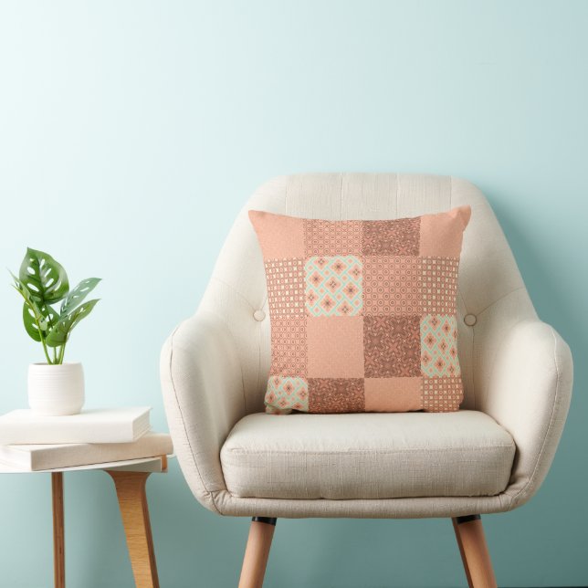 Retro Pink Patchwork Cushion (Chair)