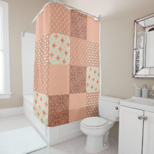Retro Pink Patchwork Shower Curtain